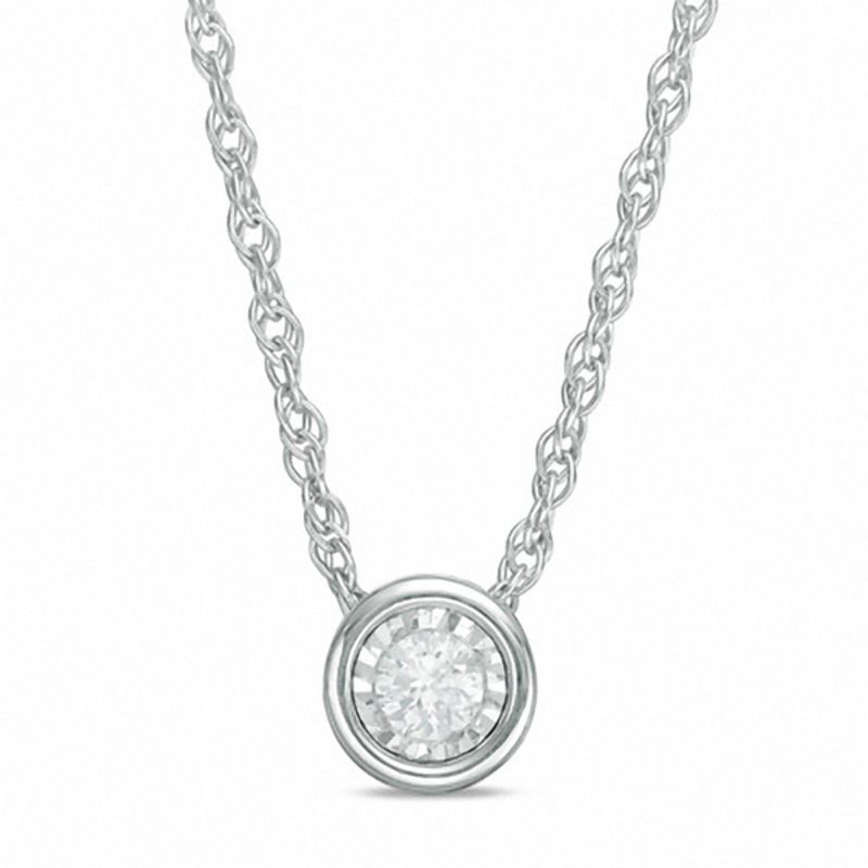 1/10 CT. Diamond Solitaire Pendant in 10K White Gold (I/I3)