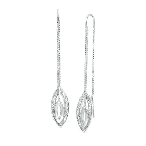 1 10 Ct T W Diamond Double Open Marquise Threader Earrings In T W Diamond Double Open Marquise Threader Earrings In Sterling Silver