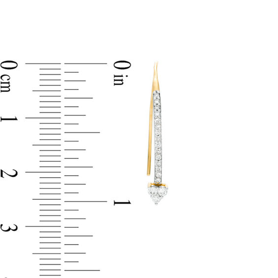 1/4 CT. T.w. Diamond Heart Threader Hoop Earrings in 10K Gold