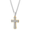 Thumbnail Image 1 of Men's 1/2 CT. T.W. Diamond Double Row Cross Pendant in Two-Tone Stainless Steel - 24"