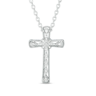 Vintage Pendant Sterling Silver 925 Cross With Greek Key Design And Clear Cz Needs Cleaned Used