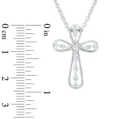 Sterling Silver Jewelry Pendants & Charms Antiqued Oval Cut-out Cross Chain Slide Pendant 