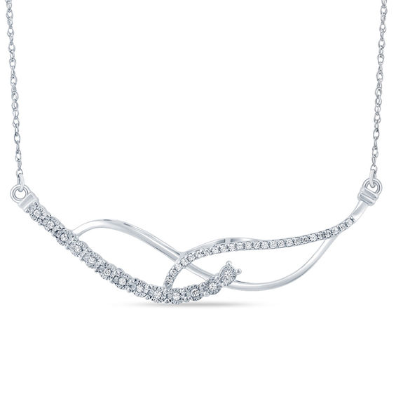 1/10 CT. T.w. Diamond Crossover Necklace in Sterling Silver