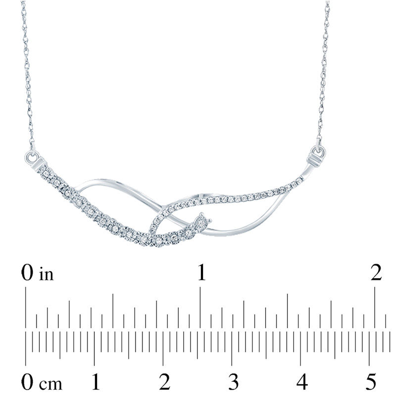 Main Image 2 of 1/10 CT. T.W. Diamond Crossover Necklace in Sterling Silver