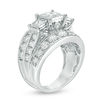 Thumbnail Image 2 of 4 CT. T.W. Princess-Cut Diamond Past Present Future® Multi-Row Engagement Ring in 14K White Gold