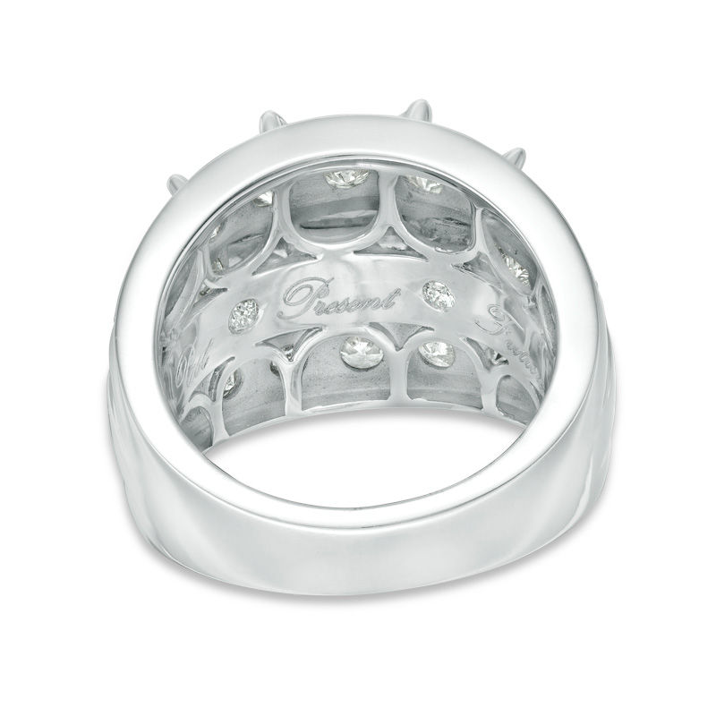 Main Image 3 of 4 CT. T.W. Princess-Cut Diamond Past Present Future® Multi-Row Engagement Ring in 14K White Gold