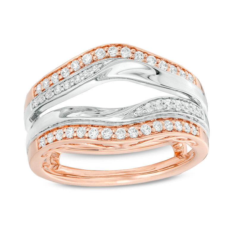 Main Image 1 of 3/8 CT. T.W. Diamond Bypass Double Row Solitaire Enhancer in 14K Two-Tone Gold