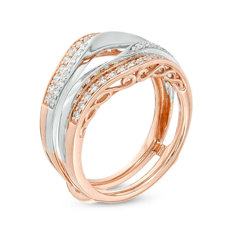 Main Image 2 of 3/8 CT. T.W. Diamond Bypass Double Row Solitaire Enhancer in 14K Two-Tone Gold