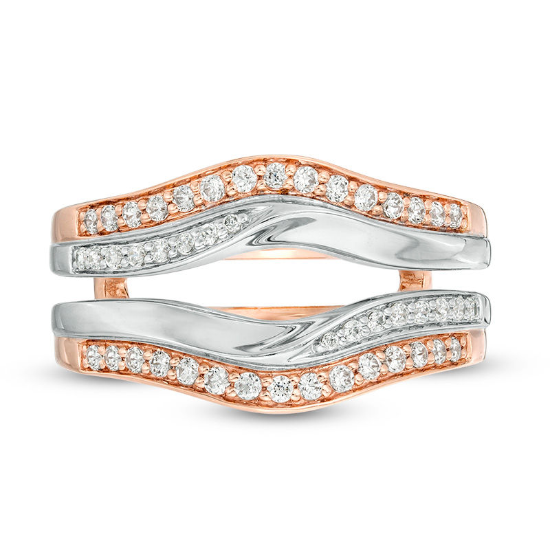 Main Image 3 of 3/8 CT. T.W. Diamond Bypass Double Row Solitaire Enhancer in 14K Two-Tone Gold