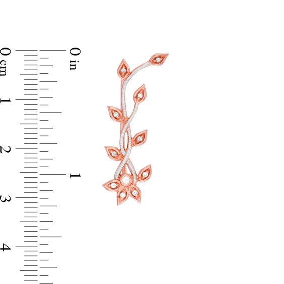 1/8 CT. T.w. Diamond Vine Crawler Earrings in 10K Rose Gold