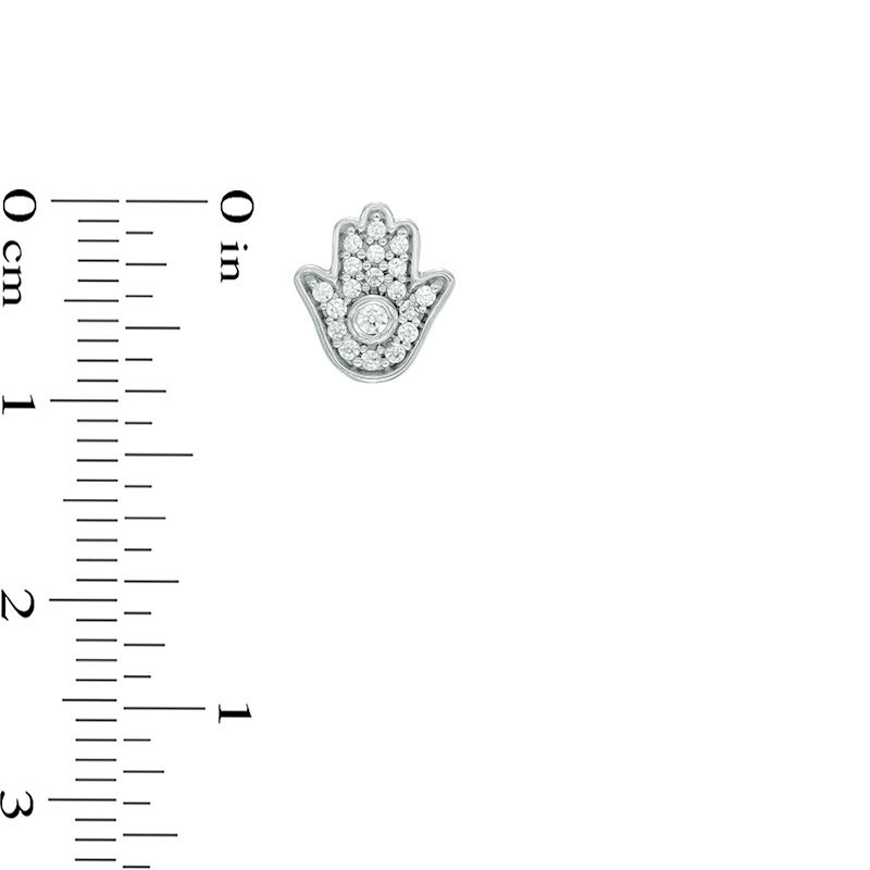Main Image 2 of 1/6 CT. T.W. Diamond Hamsa and Evil Eye Mismatch Stud Earrings in Sterling Silver