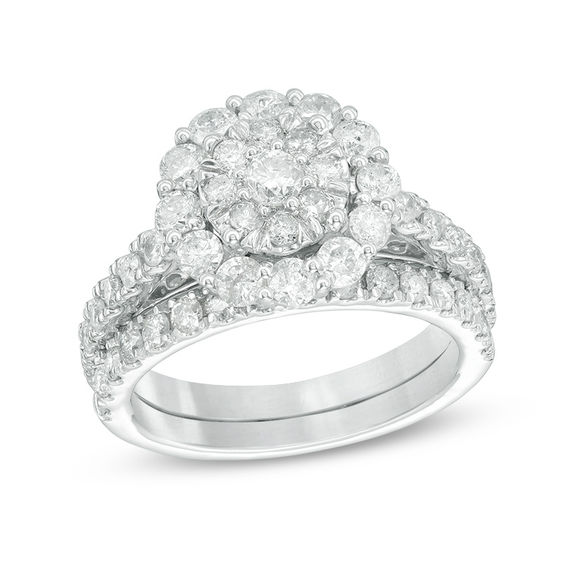 1-3/4 CT. T.w. Composite Diamond Frame Bridal Set in 10K White Gold