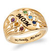 Thumbnail Image 1 of Mother's Simulated Birthstone Multi-Row Scrollwork Ring in Sterling Silver with 18K Gold Plate (1-6 Stones)