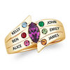 Thumbnail Image 1 of Mother's Marquise Simulated Birthstone Ring in Sterling Silver with 18K Gold Plate (7 Stones and 6 Names)