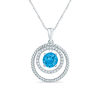 Thumbnail Image 1 of 6.0mm Swiss Blue Topaz and Lab-Created White Sapphire Double Circle Pendant in Sterling Silver
