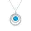 Thumbnail Image 0 of 6.0mm Swiss Blue Topaz and Lab-Created White Sapphire Double Circle Pendant in Sterling Silver