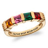 Thumbnail Image 1 of Mother's Channel-Set Princess-Cut Simulated Birthstone Collar Ring in Sterling Silver with 18K Gold Plate (4 Stones and 1 Line)