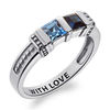 Thumbnail Image 2 of Couple's Channel-Set Princess-cut Simulated Birthstone Collar Ring in Sterling Silver (2 Stones and 1 Line)