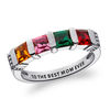 Thumbnail Image 1 of Mother's Channel-Set Princess-cut Simulated Birthstone Collar Ring in Sterling Silver (4 Stones and 1 Line)