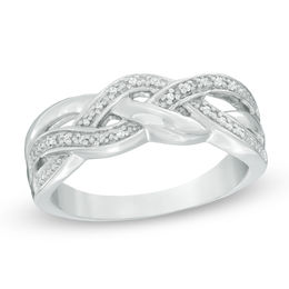 Diamond Accent Braid Ring in Sterling Silver