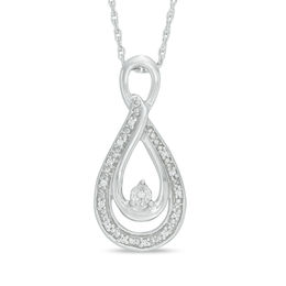 Diamond Accent Layered Teardrop Pendant in Sterling Silver