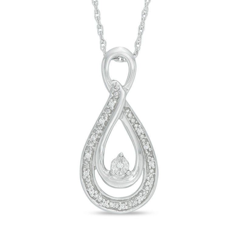 Main Image 1 of Diamond Accent Layered Teardrop Pendant in Sterling Silver
