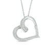 Thumbnail Image 1 of Diamond Accent Tilted Ribbon Heart Pendant in Sterling Silver
