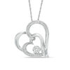 Thumbnail Image 1 of Diamond Accent Tilted Looping Hearts Pendant in Sterling Silver