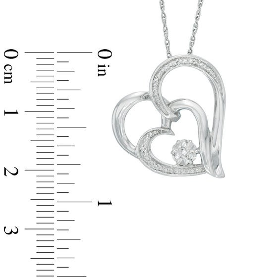 Diamond Accent Tilted Looping Hearts Pendant in Sterling Silver