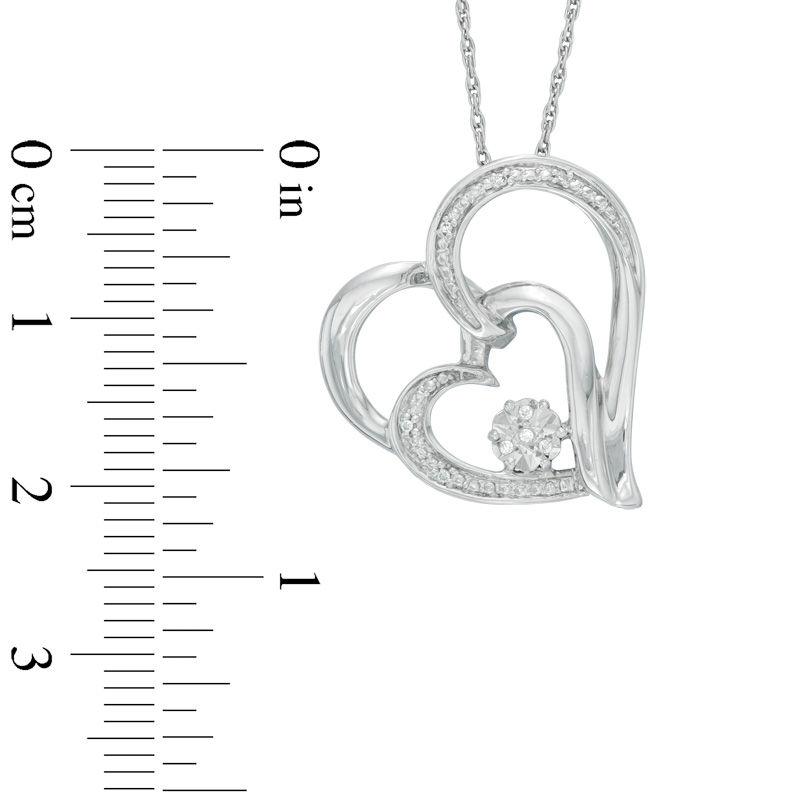 Main Image 2 of Diamond Accent Tilted Looping Hearts Pendant in Sterling Silver