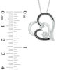 Thumbnail Image 2 of Enhanced Black and White Diamond Accent Tilted Double Heart Pendant in Sterling Silver