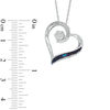 Thumbnail Image 1 of Enhanced Blue and White Diamond Accent Tilted Heart Pendant in Sterling Silver