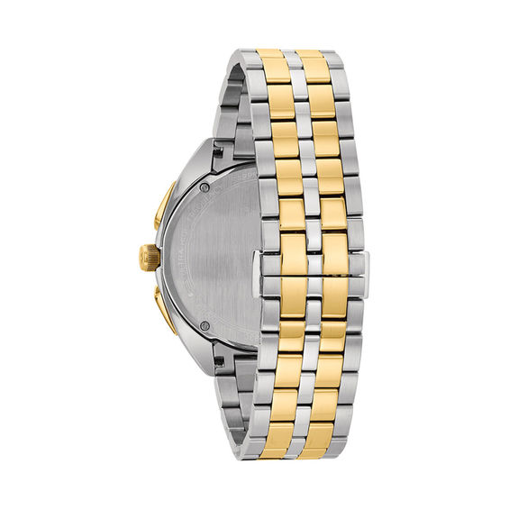 Men's Bulova Curv Chronograph Two-Tone Watch with Blue Dial (Model: 98A159)