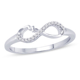 Diamond Accent Heartbeat Infinity Ring in Sterling Silver