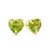 Thumbnail Image 0 of 6.0mm Heart-Shaped Peridot Solitaire Stud Earrings in 10K Gold