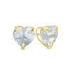 Thumbnail Image 0 of 6.0mm Heart-Shaped Simulated Aquamarine Solitaire Stud Earrings in 10K Gold