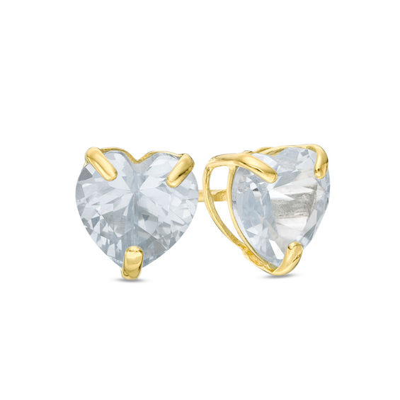 6.0mm HeartShaped LabCreated Aquamarine Solitaire Stud Earrings in