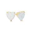Thumbnail Image 0 of 6.0mm Heart-Shaped Lab-Created Opal Solitaire Stud Earrings in 10K Gold