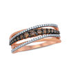 Thumbnail Image 1 of 1/2 CT. T.W. Champagne and White Diamond Layered Crossover Ring in 10K Rose Gold