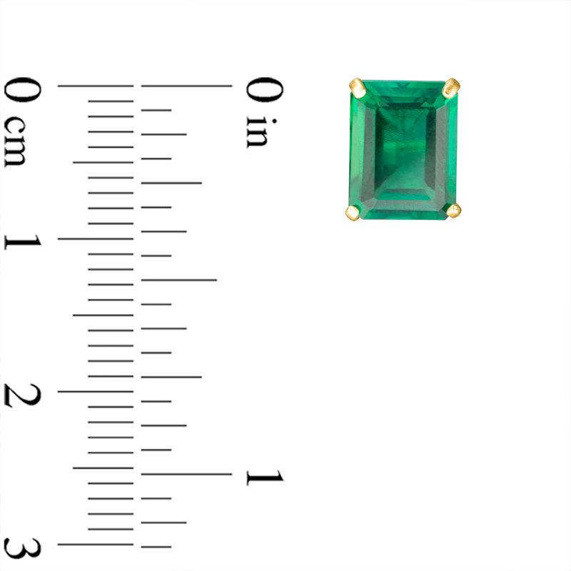 Emerald-Cut Lab-Created Emerald Solitaire Stud Earrings in 10K Gold