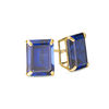 Thumbnail Image 0 of Emerald-Cut Lab-Created Blue Sapphire Solitaire Stud Earrings in 10K Gold