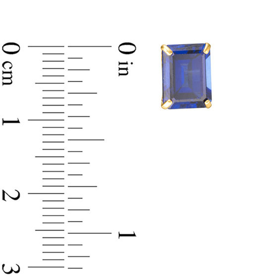 Emerald-Cut Lab-Created Blue Sapphire Solitaire Stud Earrings in 10K Gold