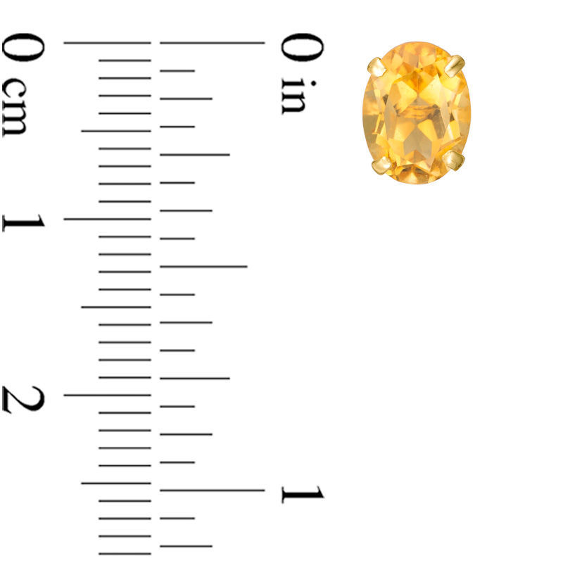 Main Image 2 of Oval Citrine Solitaire Stud Earrings in 10K Gold