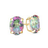 Thumbnail Image 1 of Oval Mystic Fire® Topaz Solitaire Stud Earrings in 10K Gold