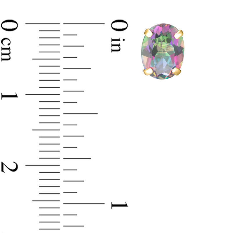 Main Image 2 of Oval Mystic Fire® Topaz Solitaire Stud Earrings in 10K Gold