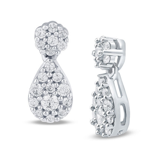 1/2 CT. T.w. Composite Diamond Teardrop Earrings in 10K White Gold