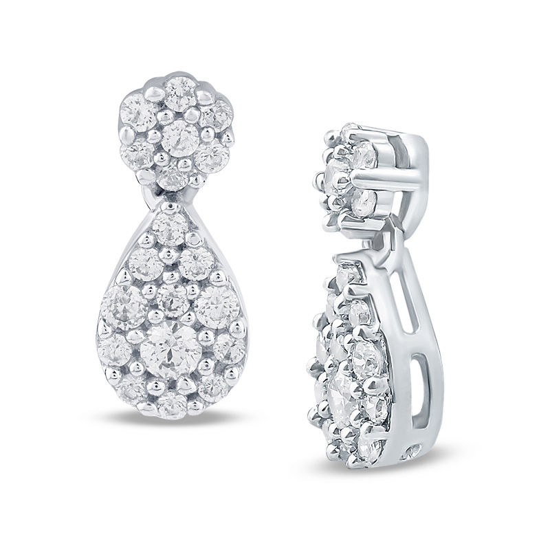 Main Image 1 of 1/2 CT. T.W. Composite Diamond Teardrop Earrings in 10K White Gold
