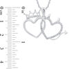 Thumbnail Image 2 of 1/8 CT. T.W. Diamond Crown and Devil Double Heart Pendant in Sterling Silver