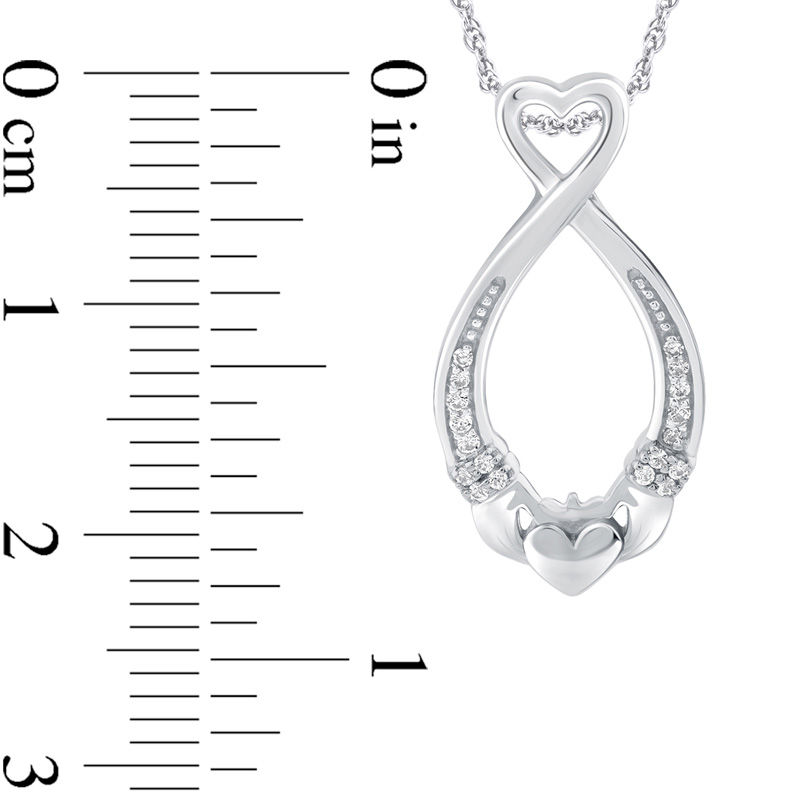 Diamond Accent Claddagh Heart Loop Pendant in Sterling Silver