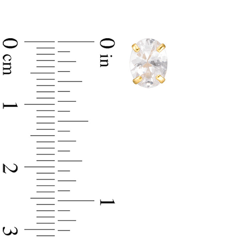 Main Image 2 of Oval Lab-Created White Sapphire Solitaire Stud Earrings in 10K Gold